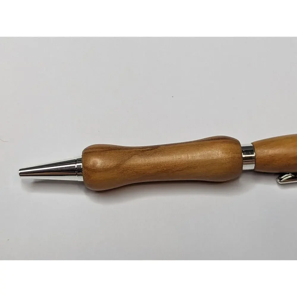 Slimline Twist Pen Silver Finish English Elm Body Hand turned‎ Pen